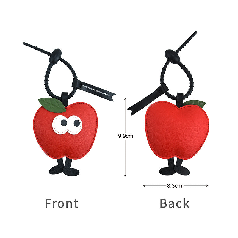 Christmas Tree Apple Keychain Cute Cartoon PU Leather Pendant Gift