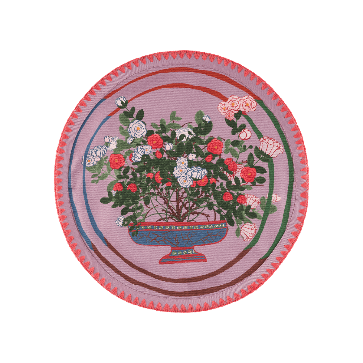 La Vie en Rose Round Embroidered Placemats S/6