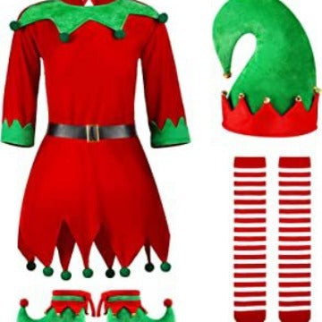Christmas Elf Red Dress With Hood For Girls