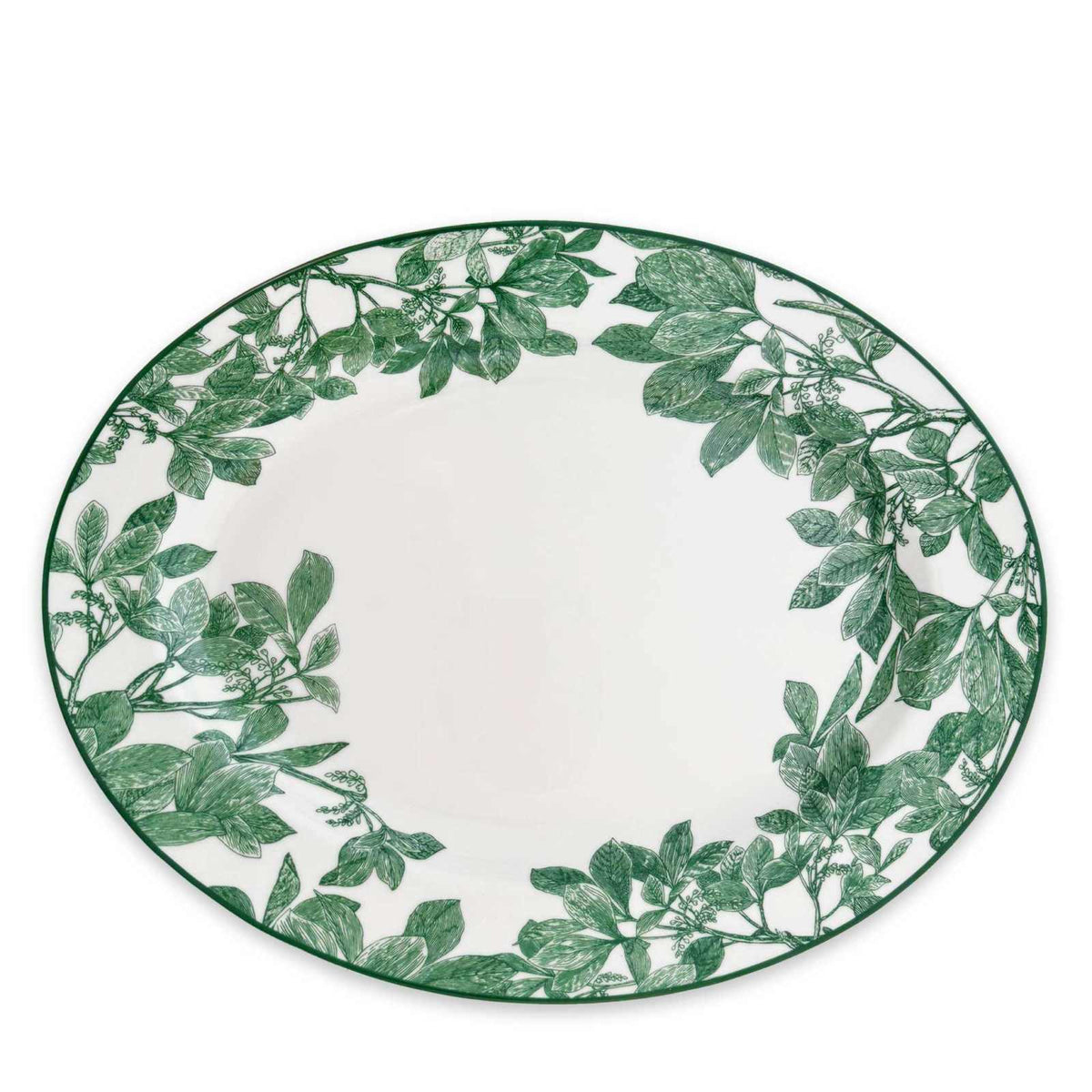 Arbor Green Large Oval Rimmed Platter 16¡±