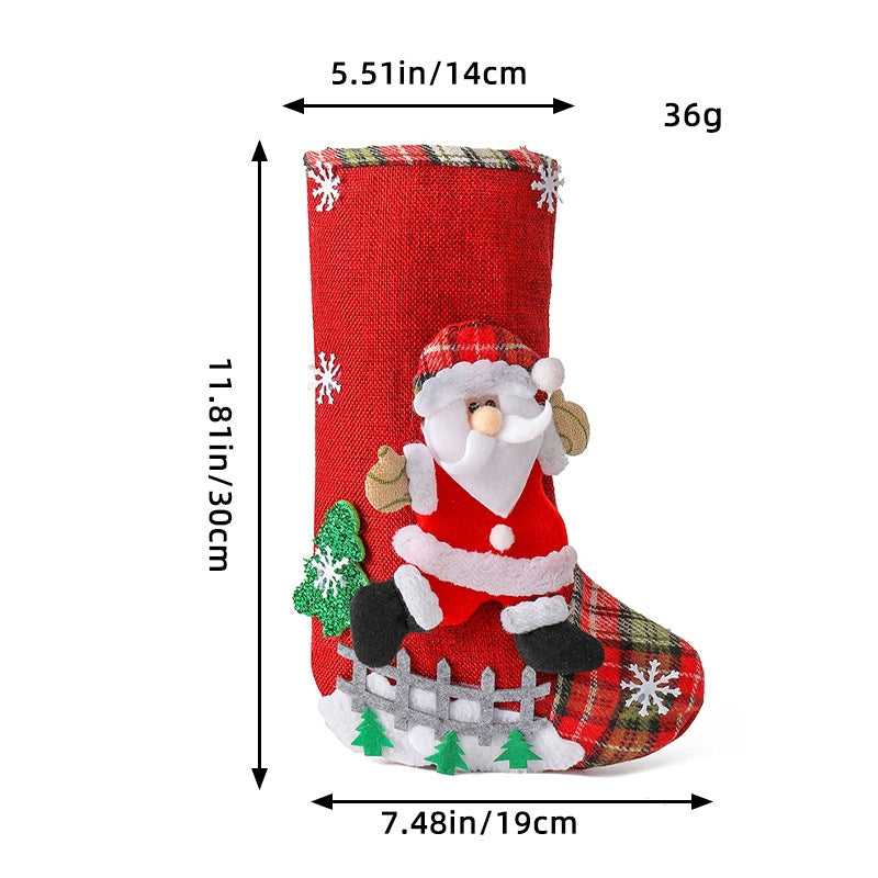 Large Linen Christmas Stocking