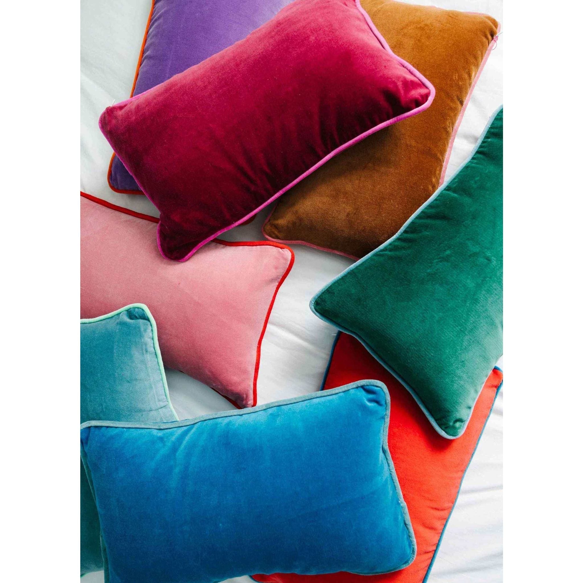 Charliss Velvet Lumbar Pillow - Aqua + Mint