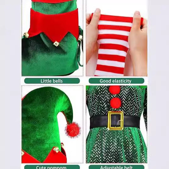Women's Elf Role Play Costume Christmas Party Dress