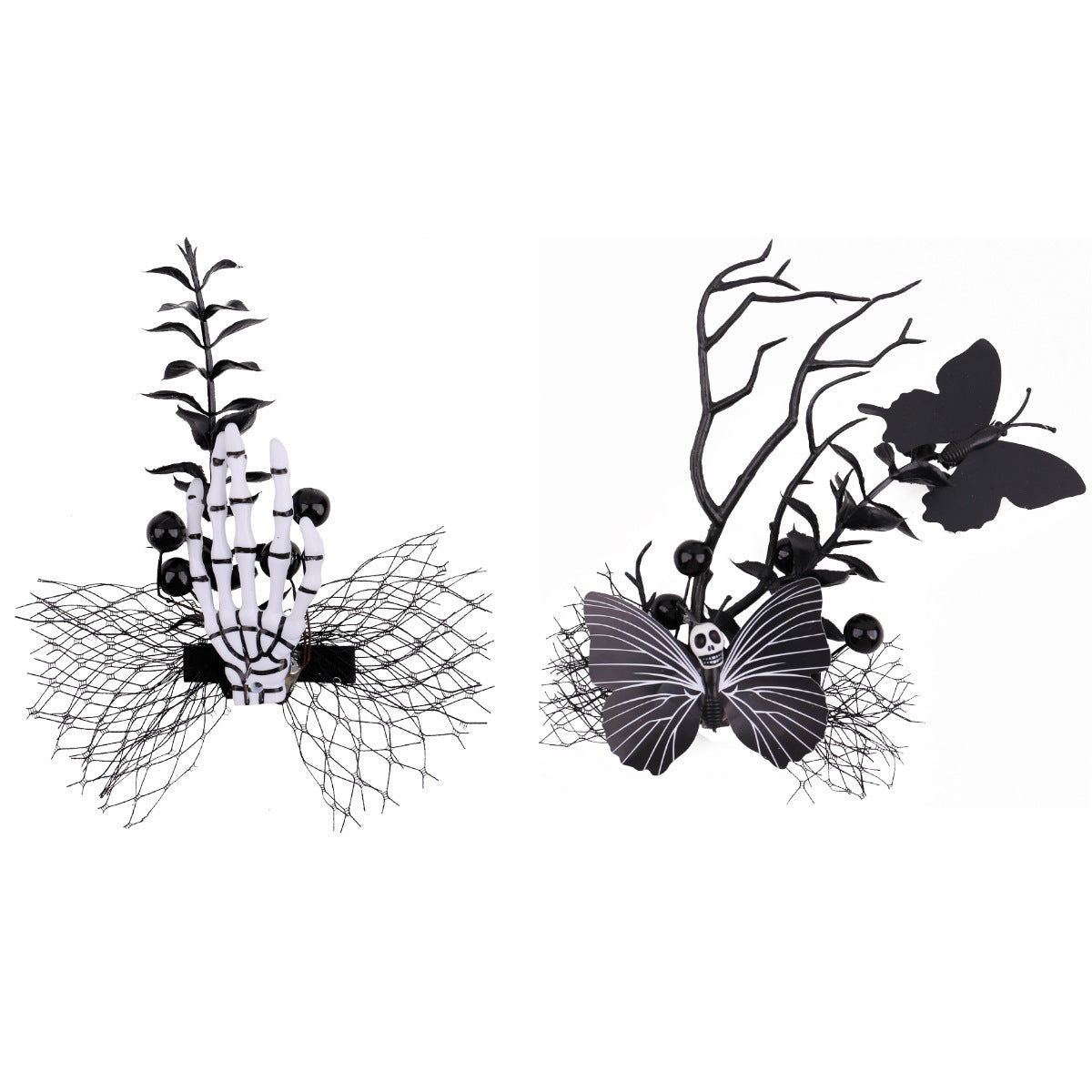 Halloween Mesh Spider Web Hand BB Clip Black Butterfly Hair