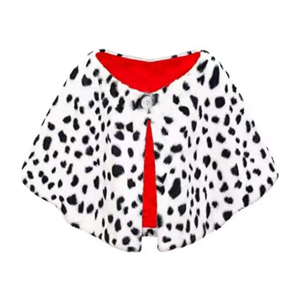 Cruella De Vil Halloween Costume Cape Scarf, Black White Leopard Print Shawl