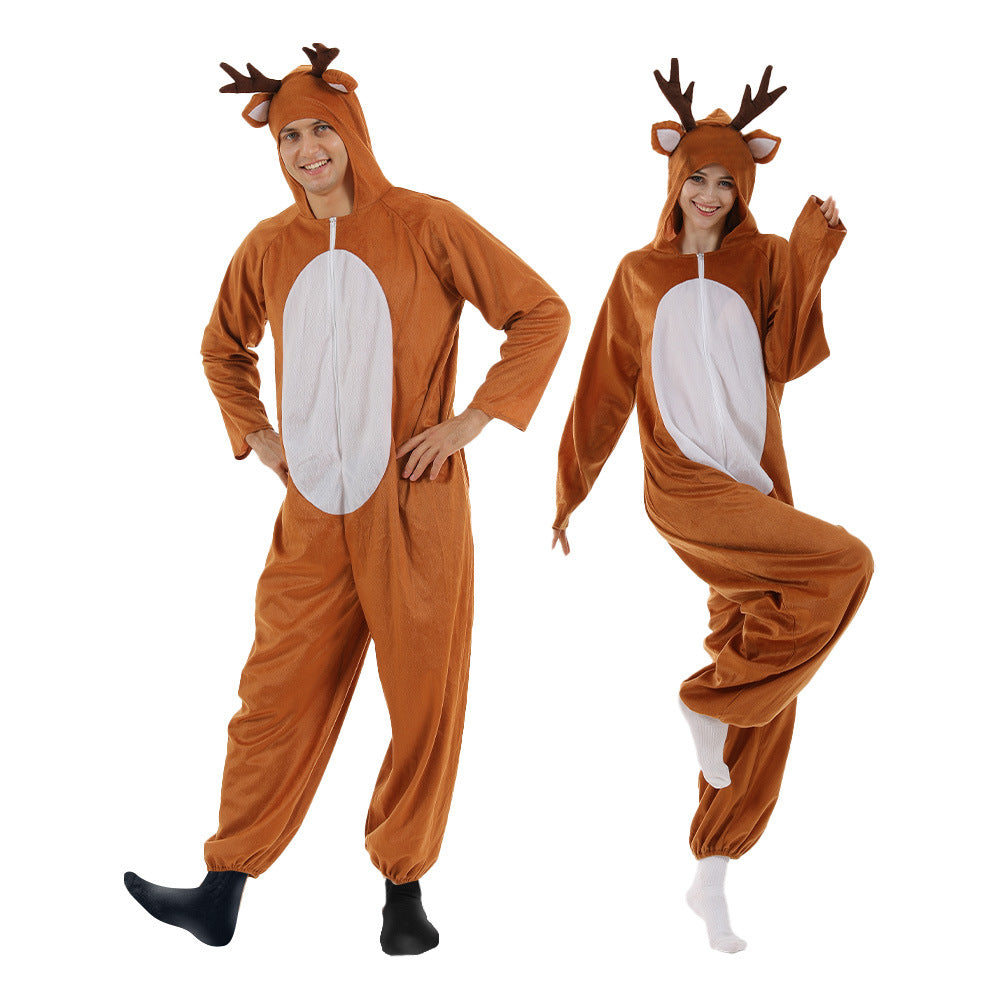 Christmas Reindeer Onesie Couple Costume Party Stage Prop