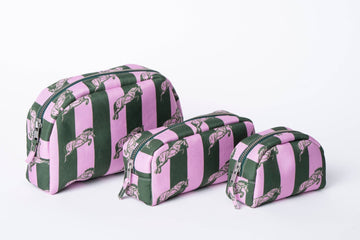 June Odina Toile Makeup Bag ¨C Pink & Green Horse