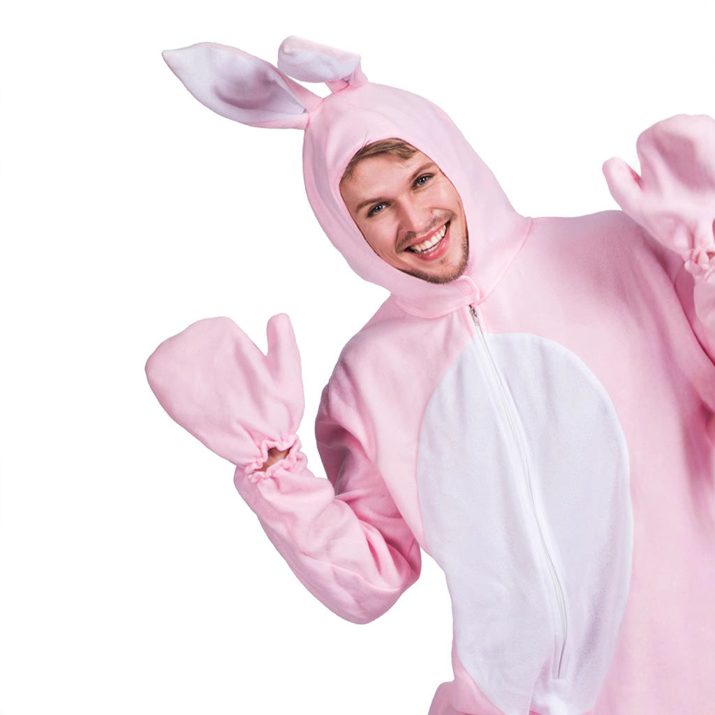 Halloween Pink Bunny Costume Adult Animal Pajamas