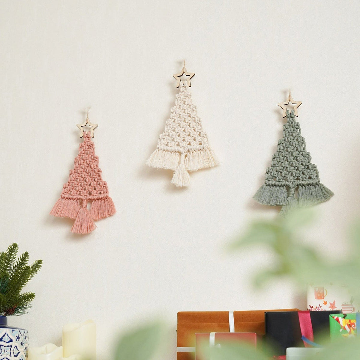 Bohemian Christmas Tree Ornaments Handwoven Decor