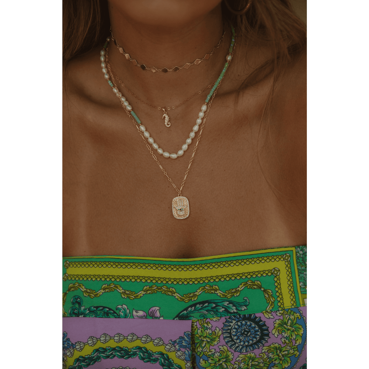 The Hamsa Evil Eye Tag Necklace