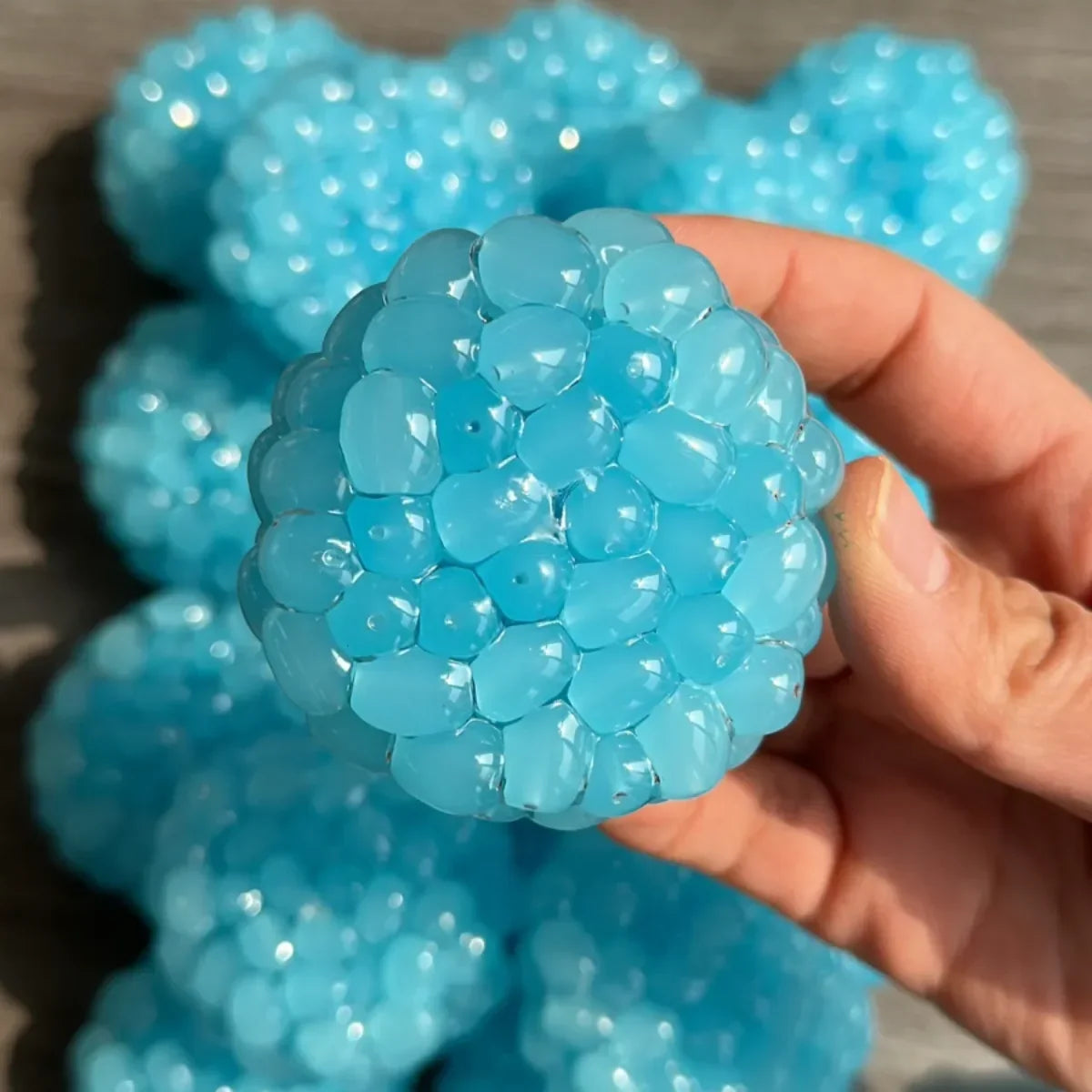 Icy Transparent Blue Grape Bead Handmade Squishy Ball