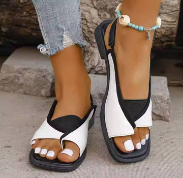 Retro Summer Leather Stylish Open Toe Soft Flat Sole Sandals
