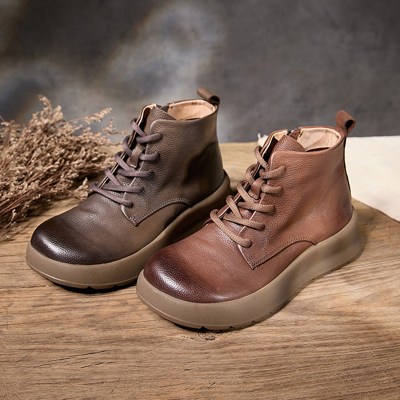 Retro Genuine Leather Classic Soft Flat Sole Ankle Boots