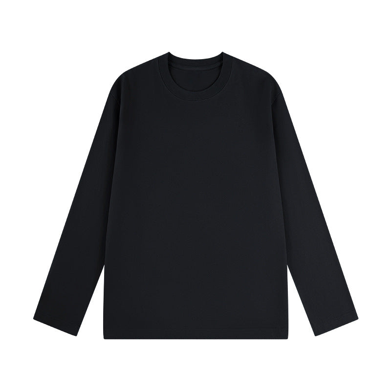 100% Cotton Simple Solid Color Round Neck Long Sleeves Pullover