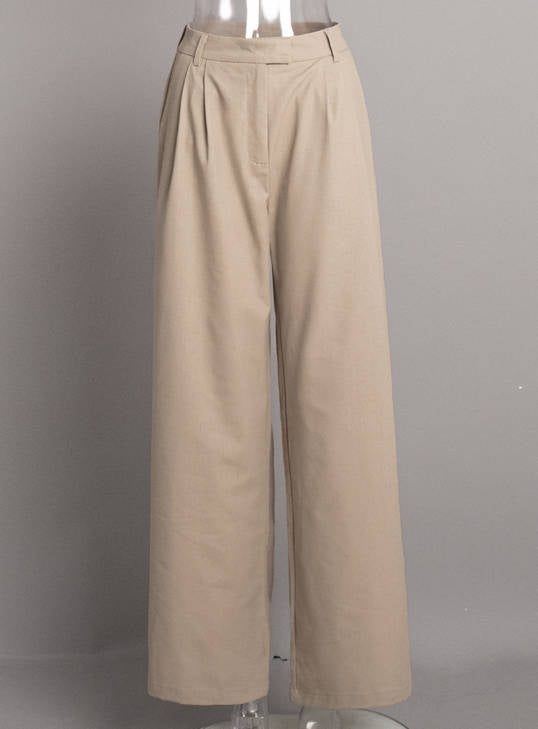 Spring Fashionable Cotton Linen Elegant Straight Leg Casual Pants