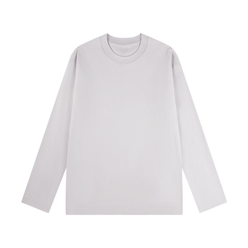 100% Cotton Simple Solid Color Round Neck Long Sleeves Pullover