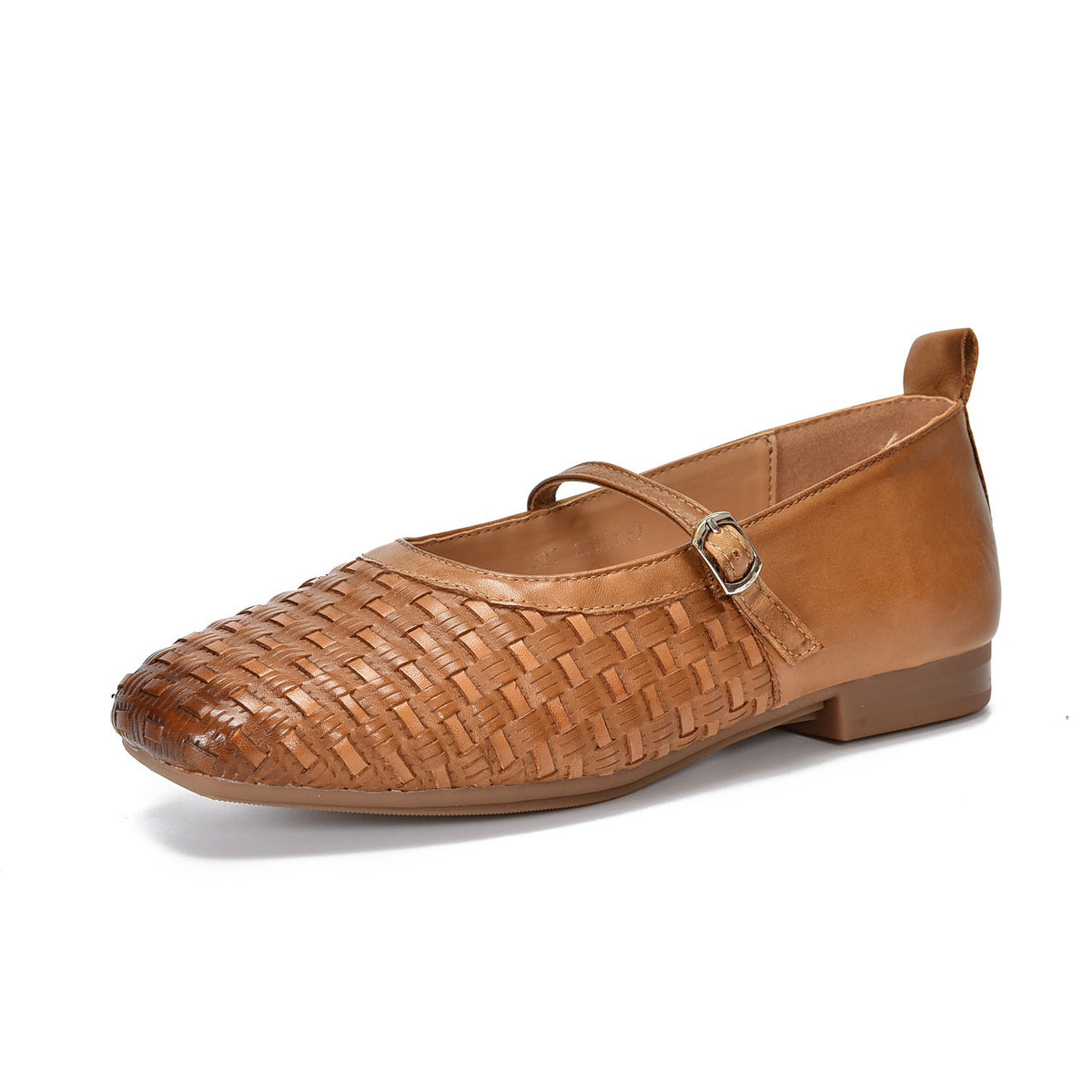 Elegant Leather Woven Shallow One Straped Soft Sole Flat Shoes