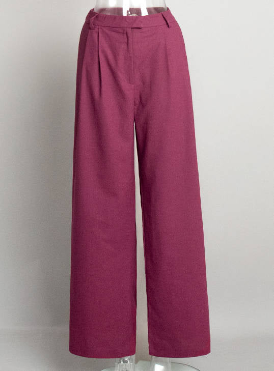 Spring Fashionable Cotton Linen Elegant Straight Leg Casual Pants