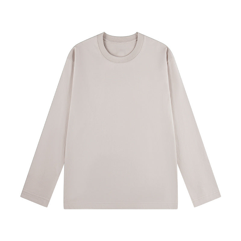 100% Cotton Simple Solid Color Round Neck Long Sleeves Pullover
