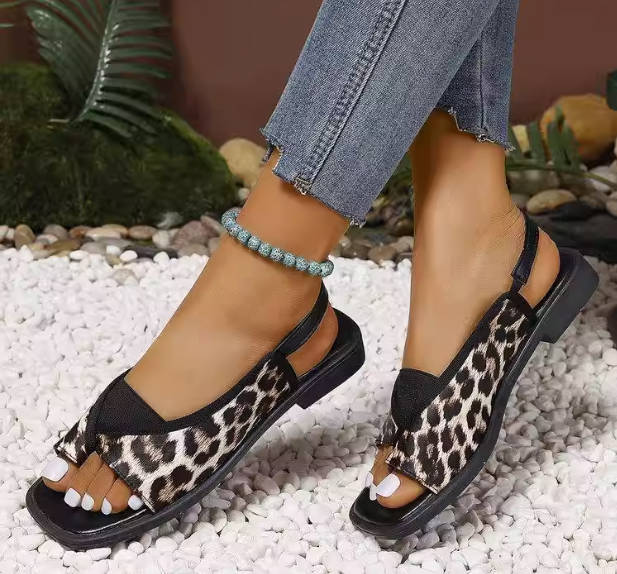 Retro Summer Leather Stylish Open Toe Soft Flat Sole Sandals