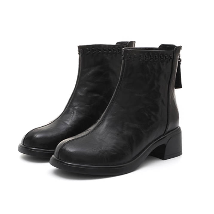 Genuine Leather Winter Retro Soft Sole Plus Size Plush Warm Boots