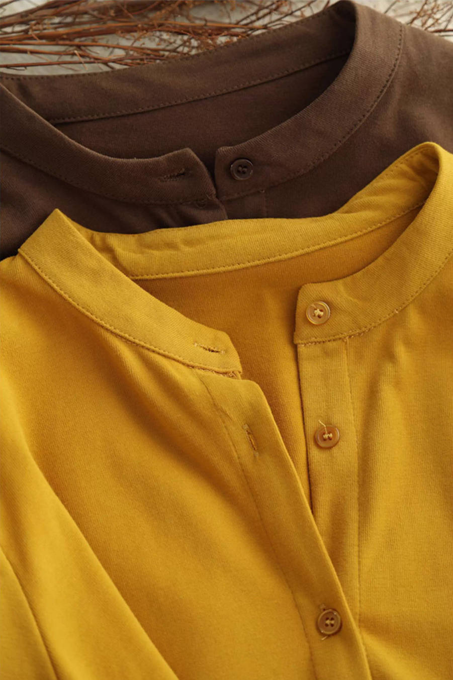 Retro Cotton Solid Color Single Breasted Round Neck Cardigans