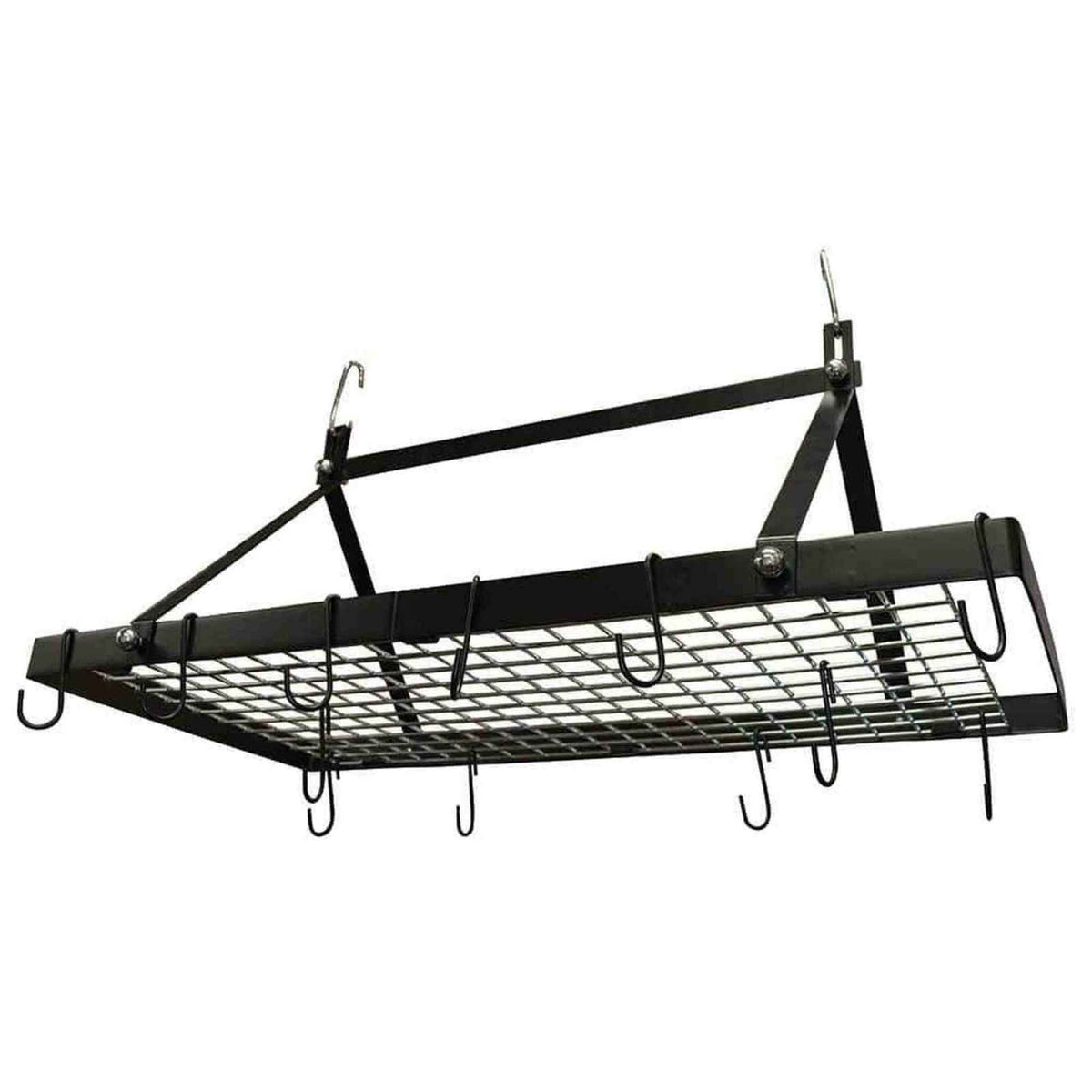 Black Metal Hanging Pot Rack With Hooks