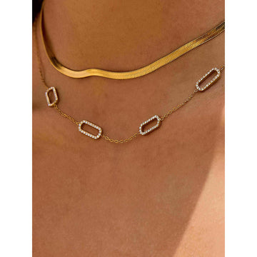 Burnisse 18K Gold Non-Tarnish Dainty Geometric Chain Necklace
