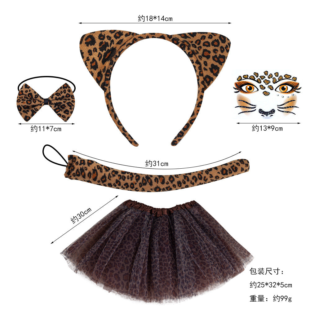 Halloween Black Cat Ears Headband With Plush Animal Ears Set