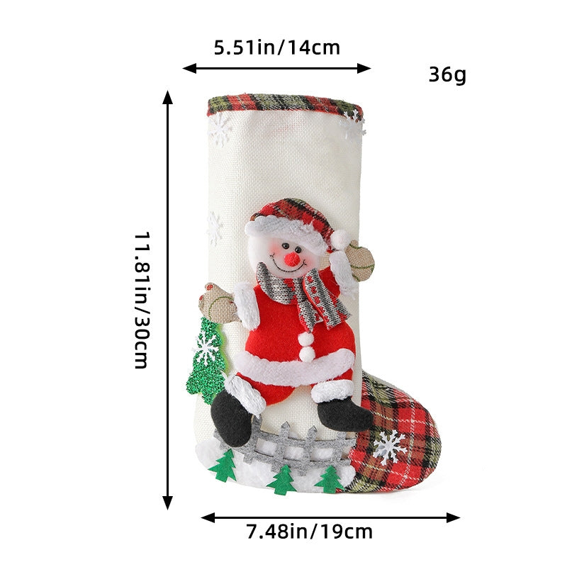 Large Linen Christmas Stocking