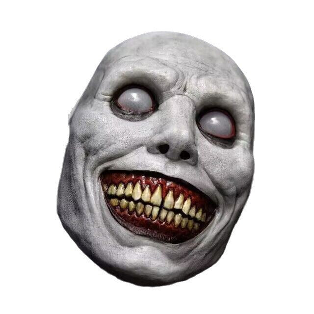 Latex Devil Smiling White Face Halloween Horror Cosplay Mask