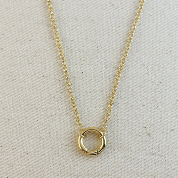 18k Gold Filled Rolo Chain Necklace Featuring Carabiner Clasp