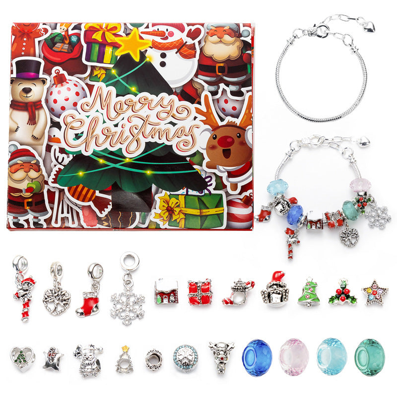 DIY Creative Children's Bracelet Silver Christmas Advent Calendar Surprise Blind Box