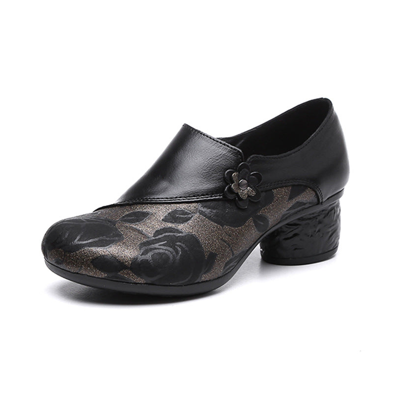 Babakud Women Autumn Ethnic Style Slip-On Leather Soft Sole Shoes