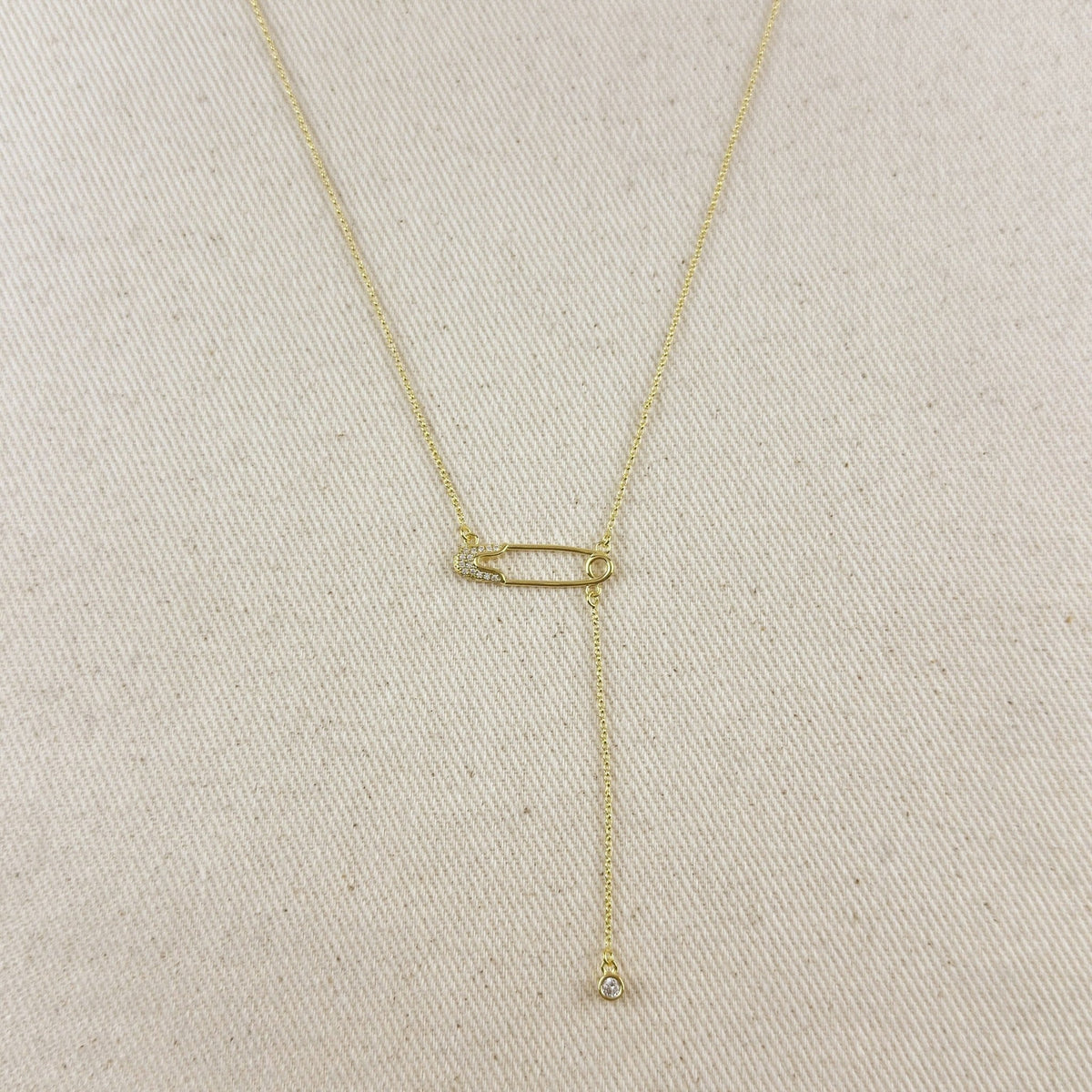 18k Gold Filled Safety Pin Necklace