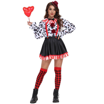 Adult Clown Cosplay Costume Halloween Stage Performance Vampire Skeleton