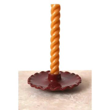Bordeaux N¨¦nuphar Handmade Ceramic Candle Holder with Scalloped Plate
