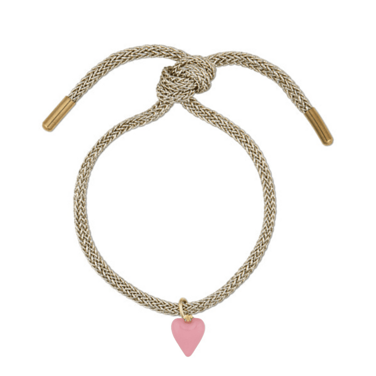 Gold Lurex Bracelet with Mini Heart: Pink