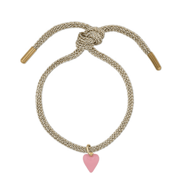 Gold Lurex Bracelet with Mini Heart: Pink