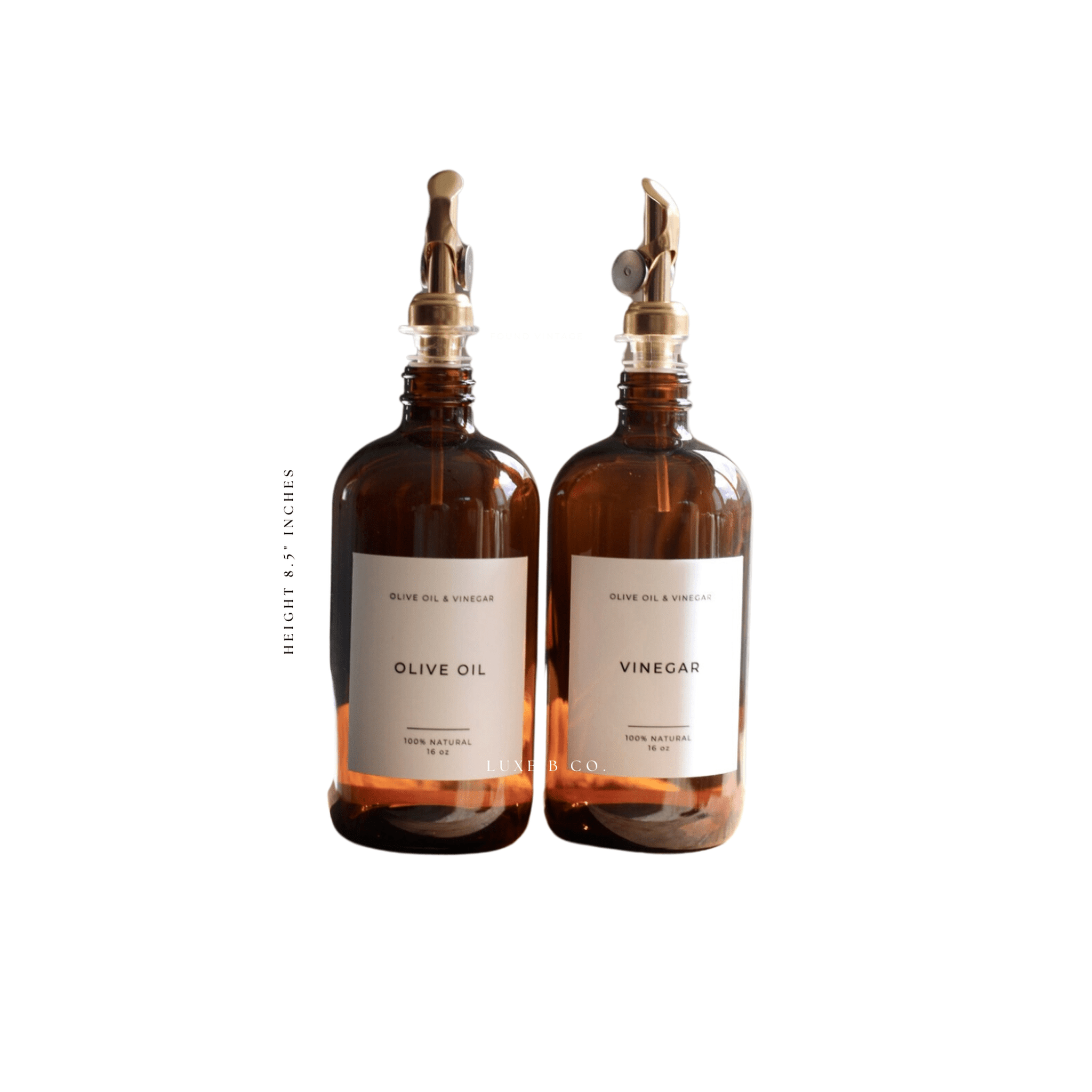Amber Vinegar Refillable Glass Dispenser Bottle