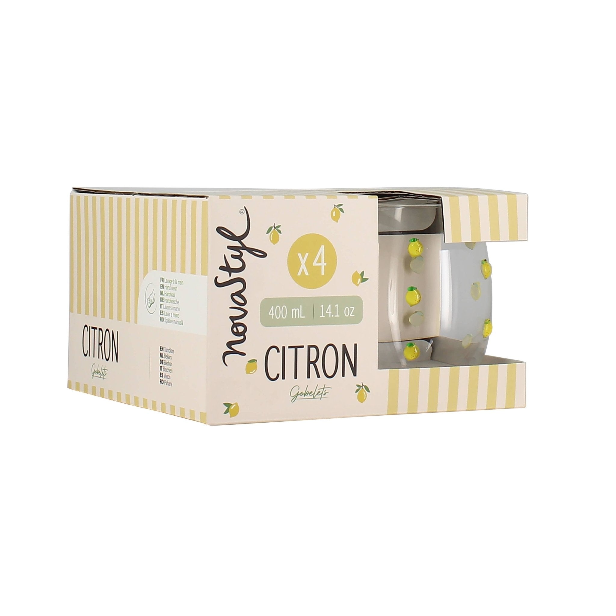 Lemon Dot Water Glasses, Set of 4