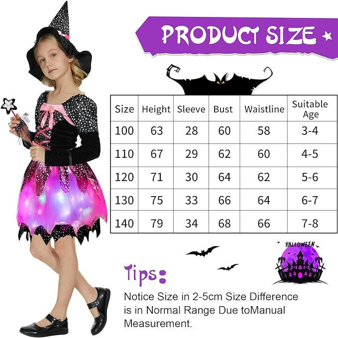 Halloween Witch Costume For Girls With Vampire Dress