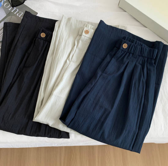 Women Casual Textured Lightweight Capris Wide Leg Pant