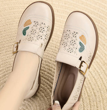 Vintgae Women Hallow Out Soft Sole Loafers Slip-On Flat