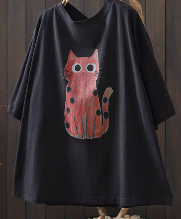 Spring Women Cotton Casual Short Sleeve Round Neck T-Shirts