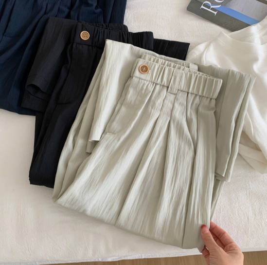 Women Casual Textured Lightweight Capris Wide Leg Pant