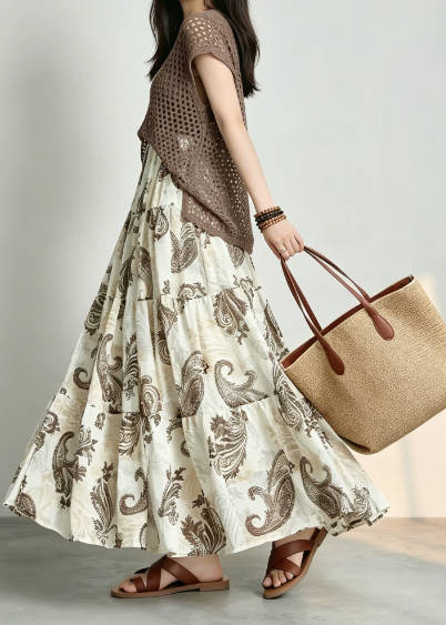 Spring Floral Cotton Elastic Waist Lazy Flowy A-Line Dress