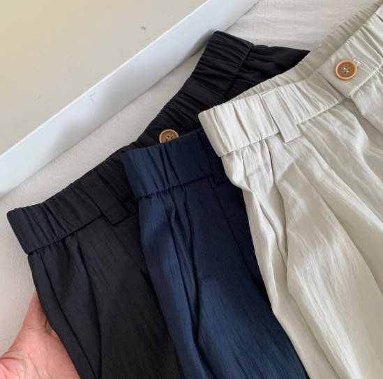 Women Casual Textured Lightweight Capris Wide Leg Pant