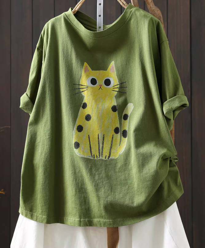 Spring Women Cotton Casual Short Sleeve Round Neck T-Shirts