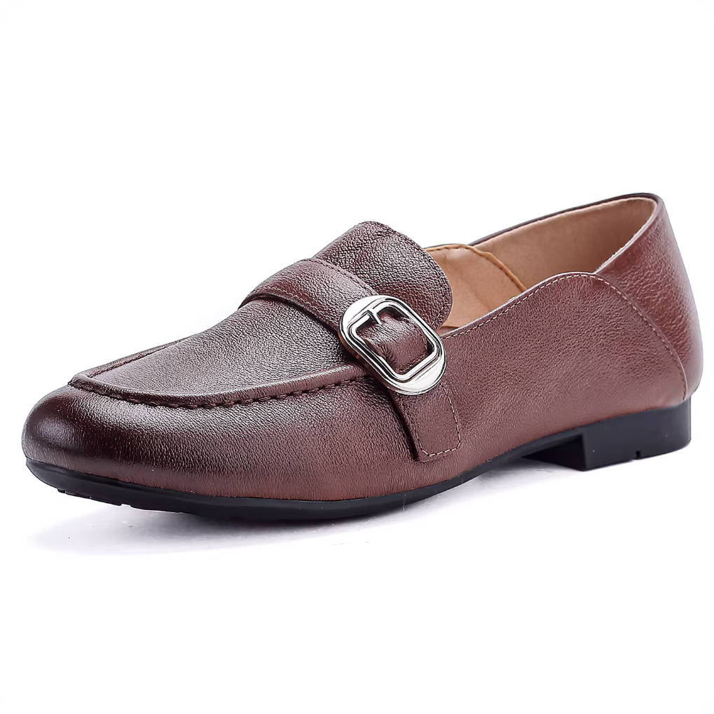 Genuine Leather Retro Pointed Toe Shallow Elegant Flat Shoes